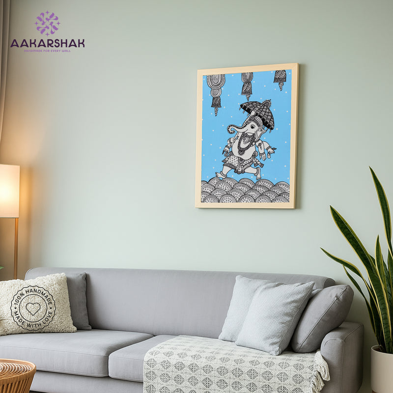 vibrant handmade ganesh painting-depicting indian folk traditions