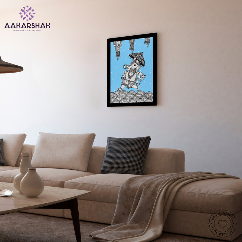 vibrant handmade ganesh painting-depicting indian folk traditions