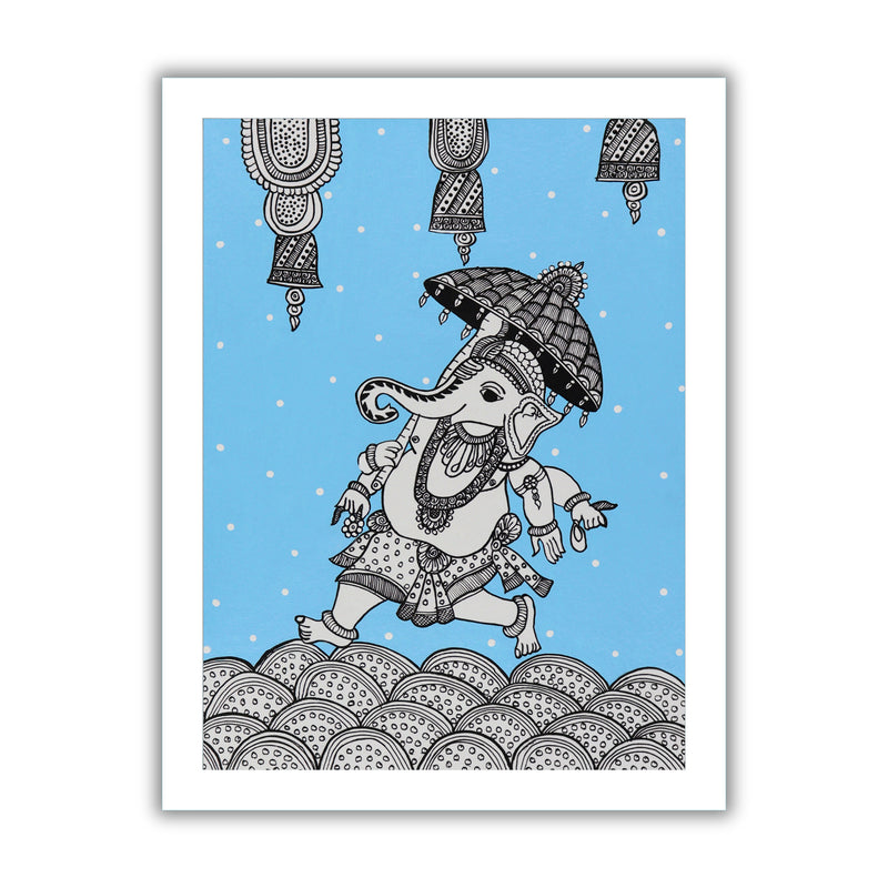 Framed artwork of a colorful ganesh-with handmade kalamkari painting