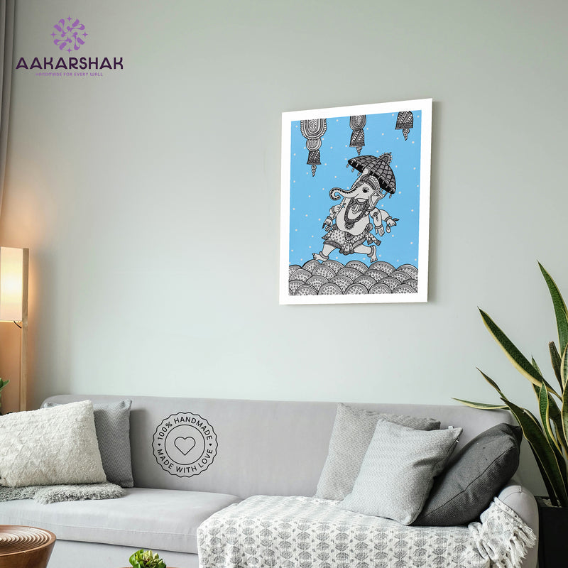 vibrant handmade ganesh painting-depicting indian folk traditions