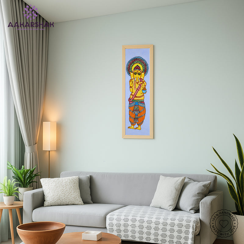 vibrant handmade ganesh painting-depicting indian folk traditions