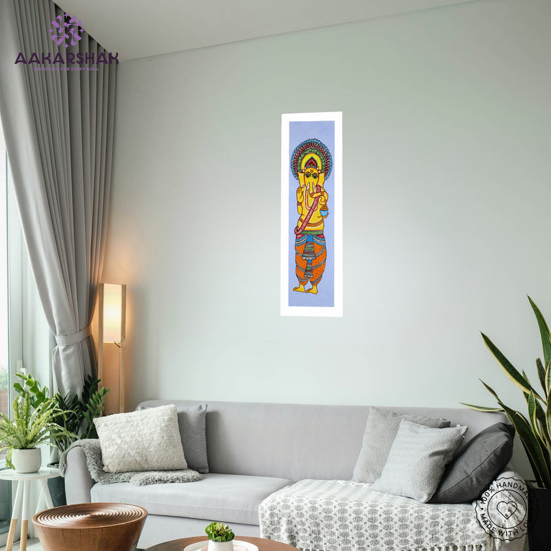vibrant handmade ganesh painting-depicting indian folk traditions