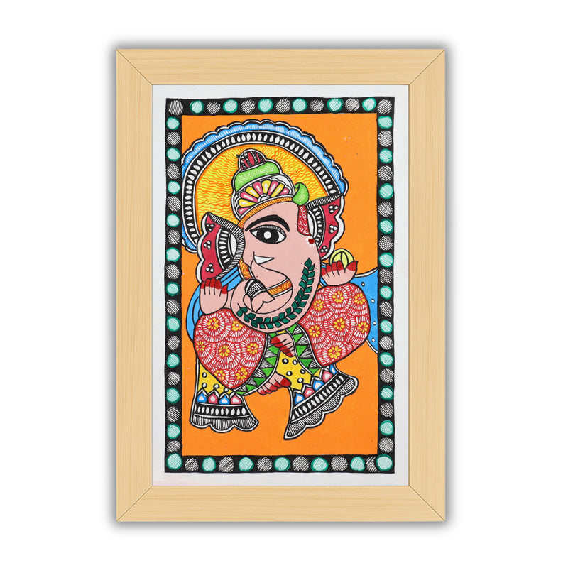 handmade madhubani painting painting ganesha-in vibrant traditional folk art style