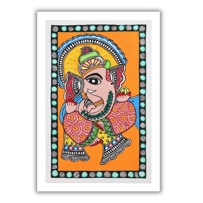 handmade madhubani painting painting ganesha-in vibrant traditional folk art style