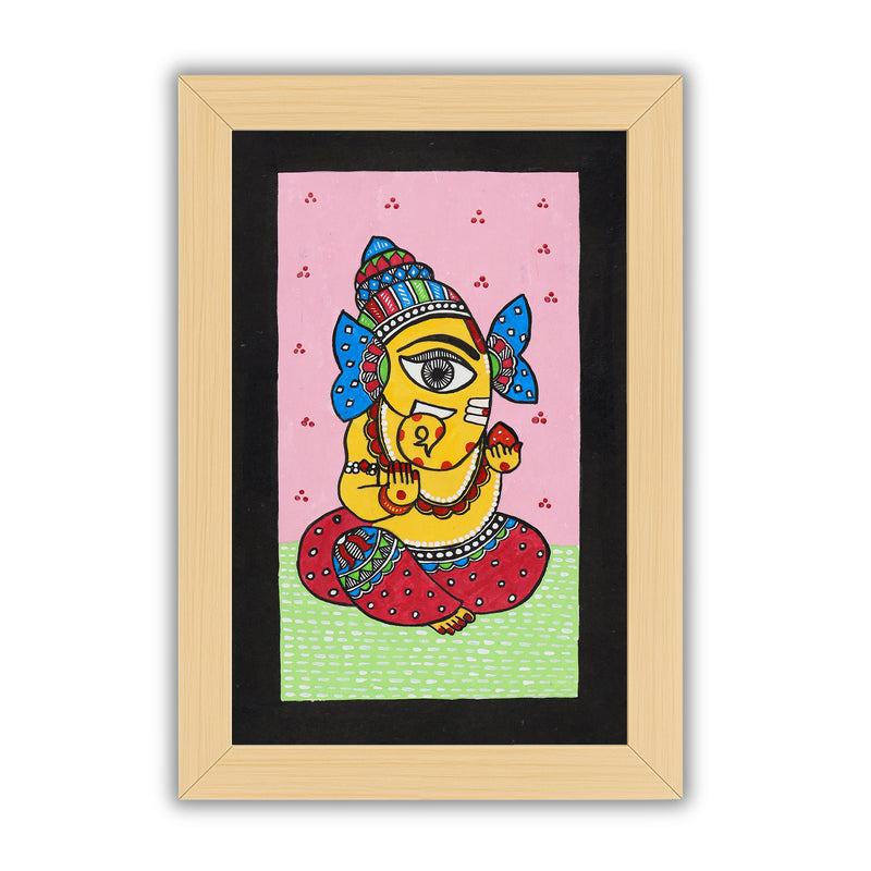 handmade madhubani painting painting ganesha-in vibrant traditional folk art style