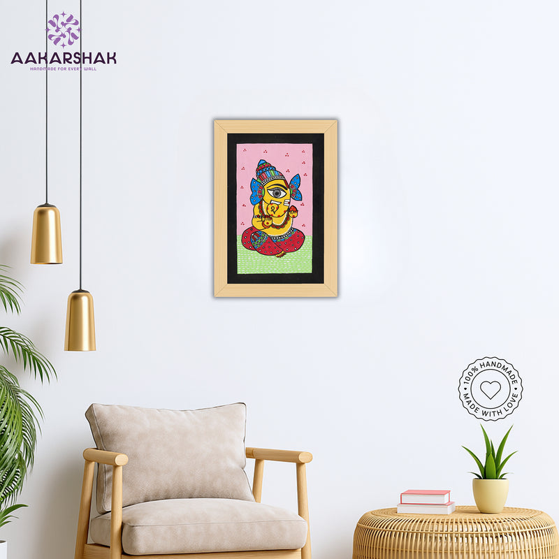 vibrant handmade ganesha painting-depicting indian folk traditions