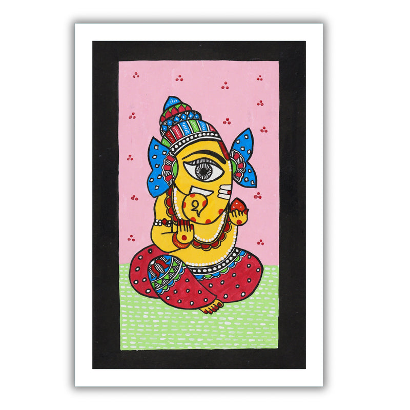 handmade madhubani painting painting ganesha-in vibrant traditional folk art style