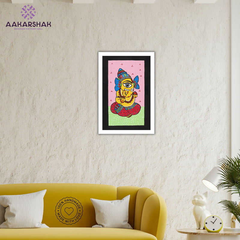 vibrant handmade ganesha painting-depicting indian folk traditions