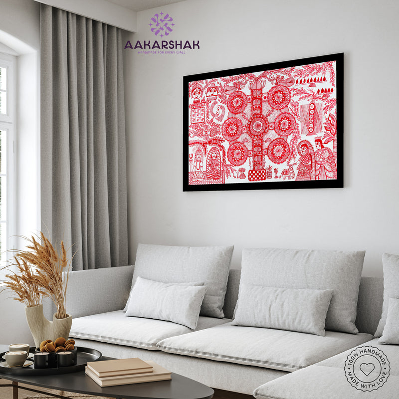 vibrant handmade kobhar painting-depicting indian folk traditions