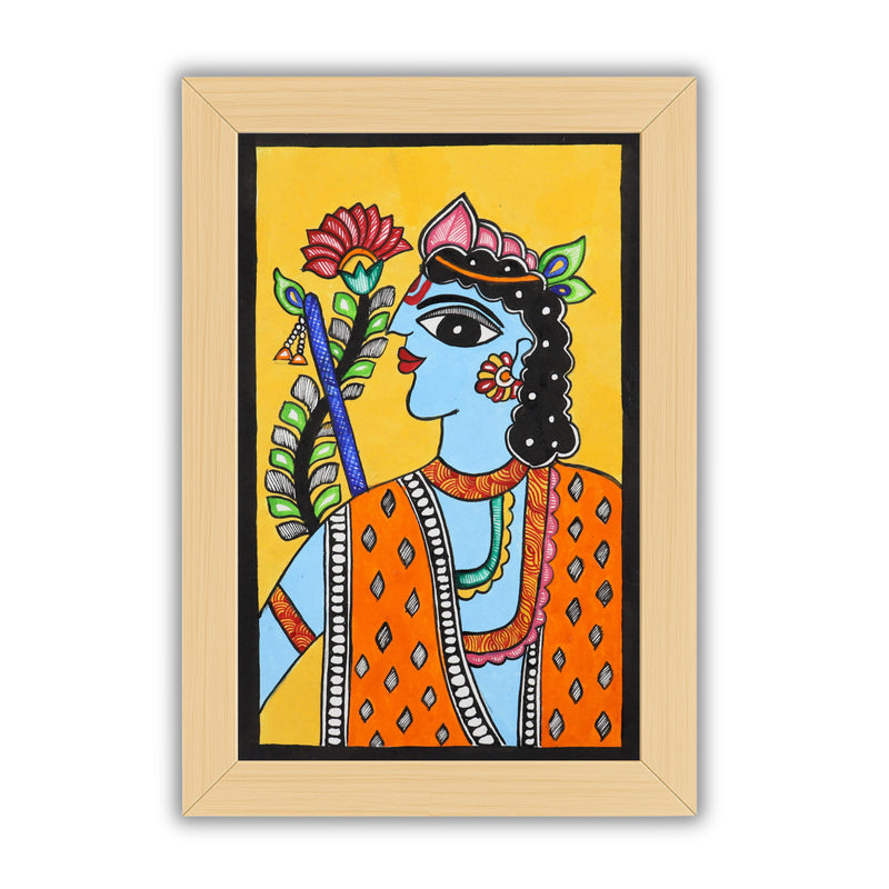 handmade madhubani painting painting krishna-in vibrant traditional