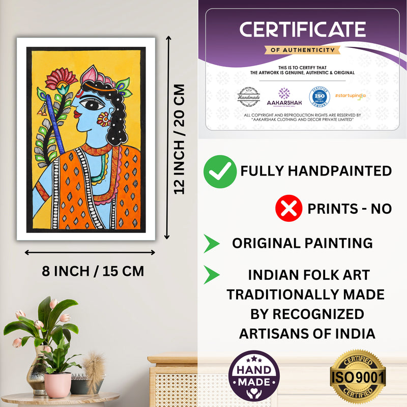 handmade iso certified-krishna madhubani painting