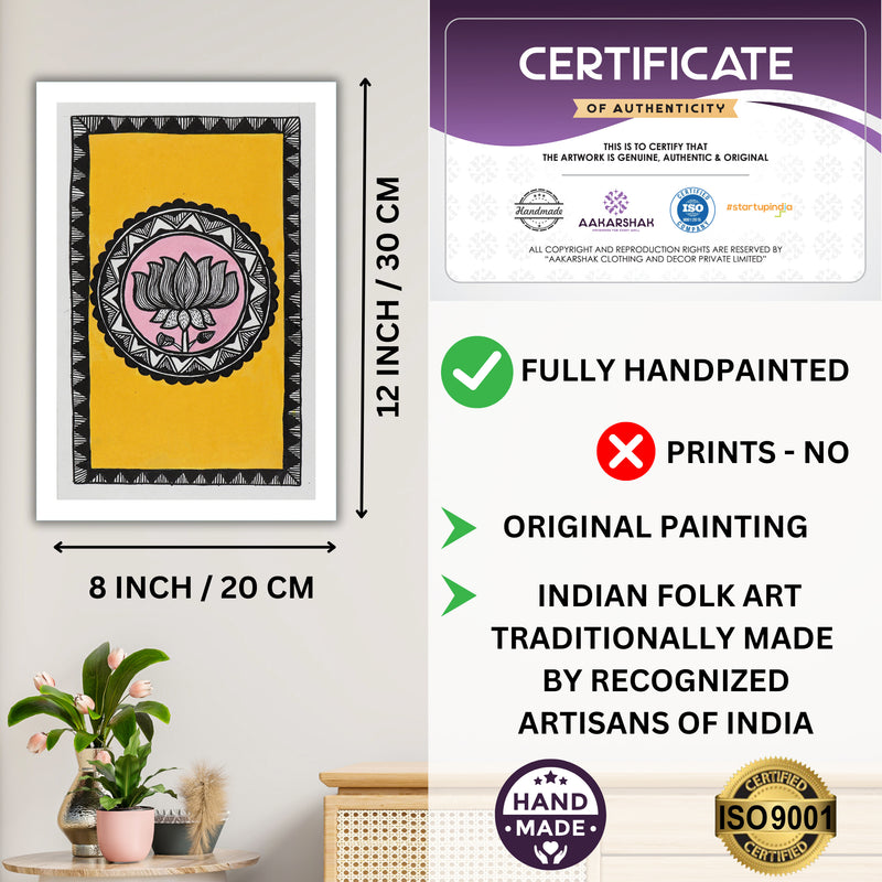 handmade iso certified-lotus madhubani painting