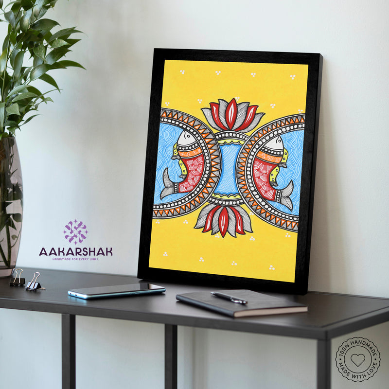 vibrant handmade fish painting-depicting indian folk traditions