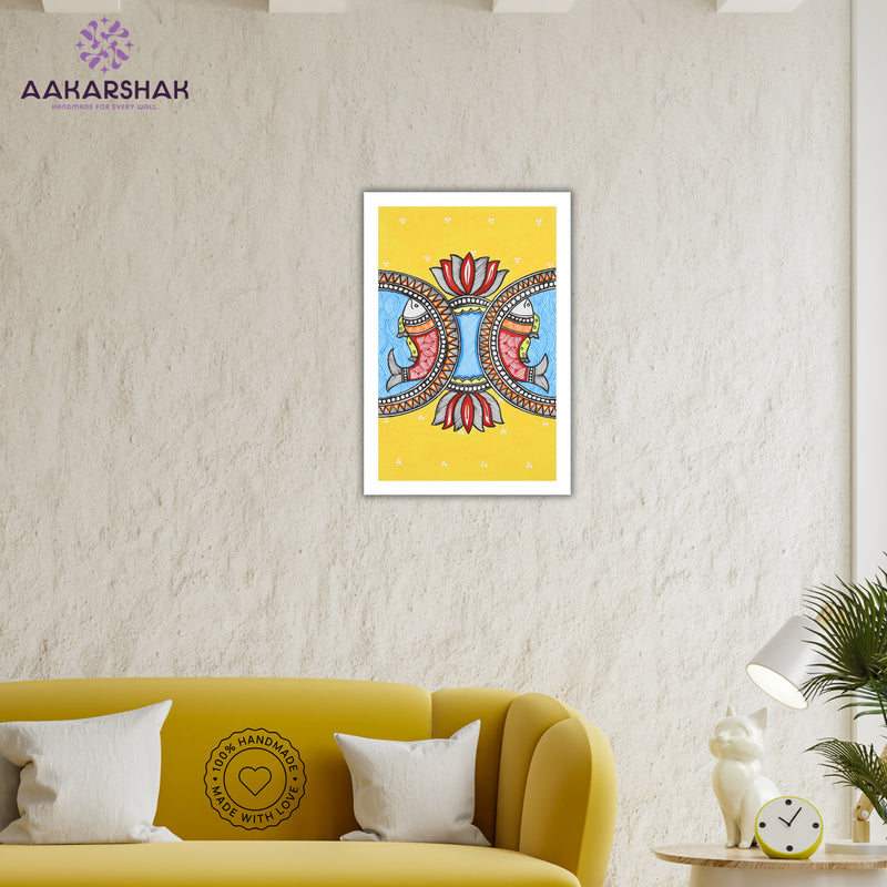 vibrant handmade fish painting-depicting indian folk traditions