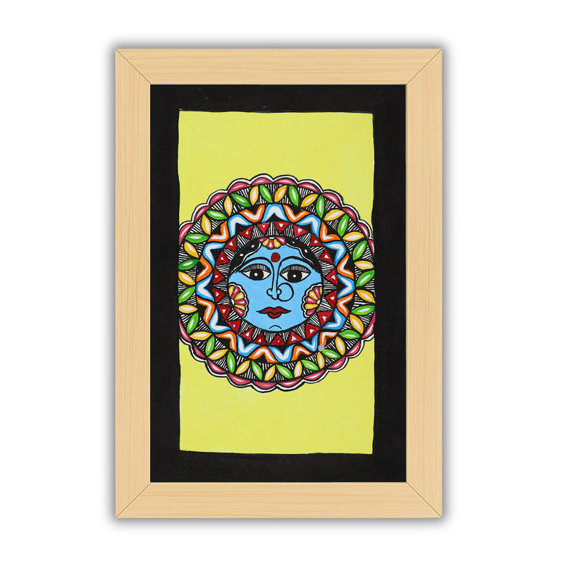 handmade madhubani painting painting moon-in vibrant traditional folk