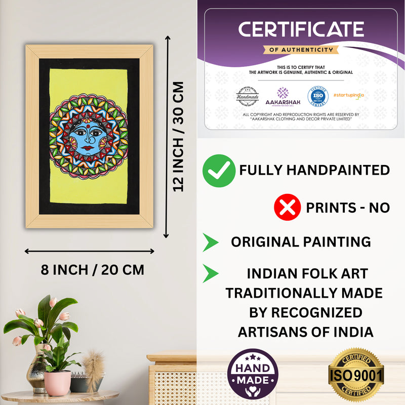 handmade iso certified-moon madhubani painting