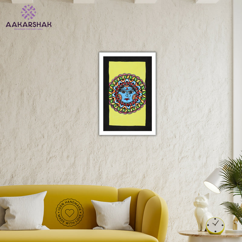vibrant handmade moon painting-depicting indian folk traditions