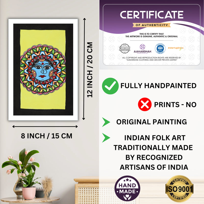 handmade iso certified-moon madhubani painting