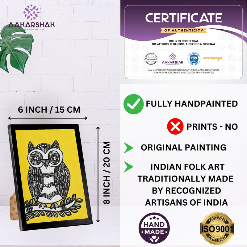handmade iso certified madhubani-owl painting