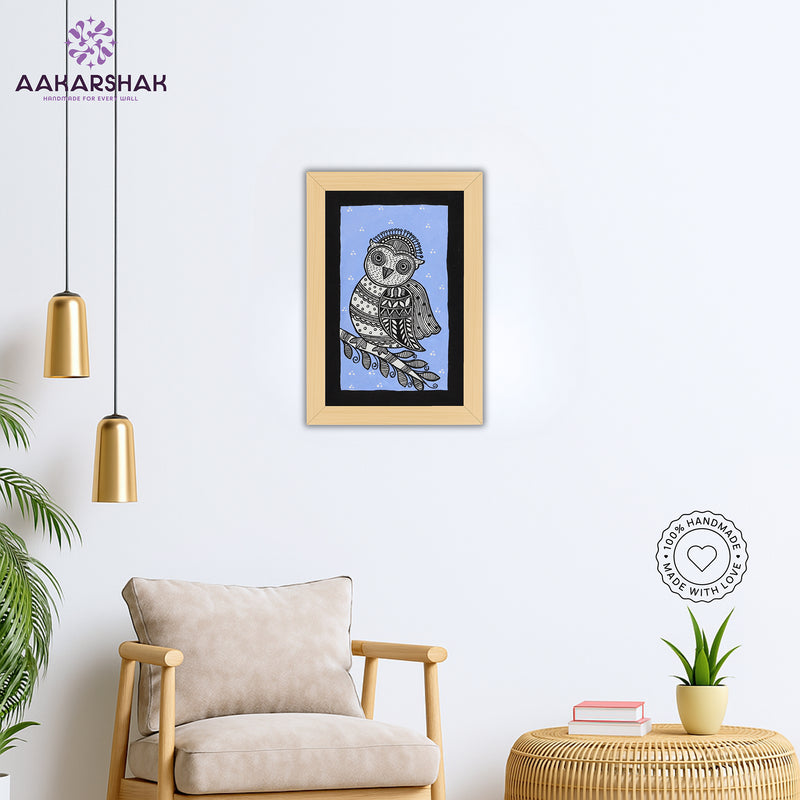 vibrant handmade owl painting-depicting indian folk traditions