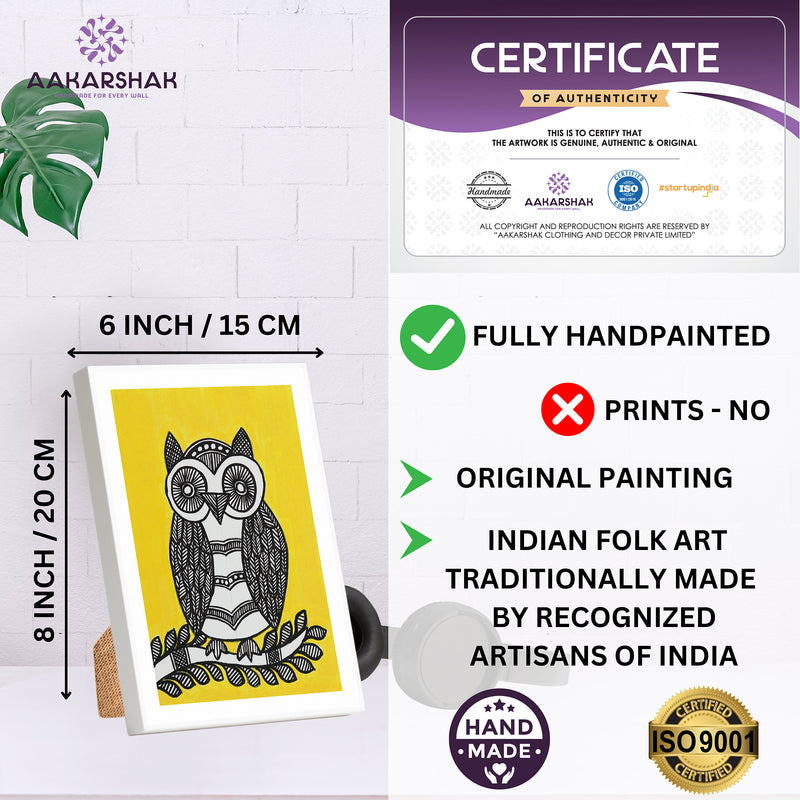 handmade iso certified madhubani-owl painting