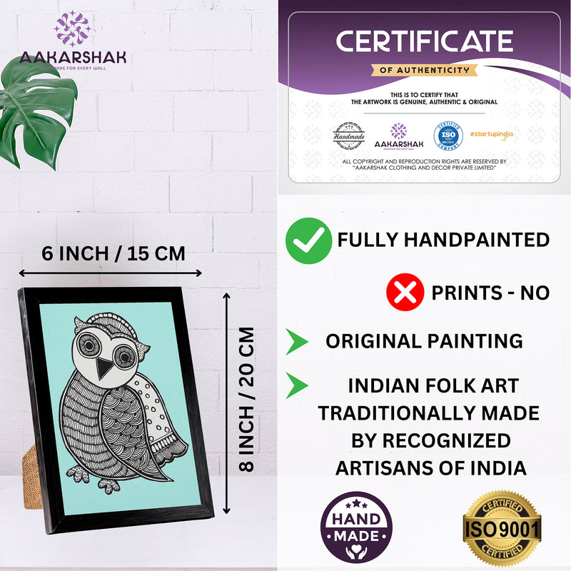 handmade iso certified madhubani-owl painting