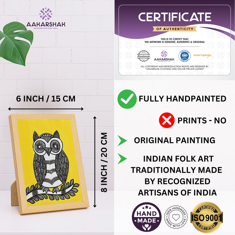 handmade iso certified madhubani-owl painting