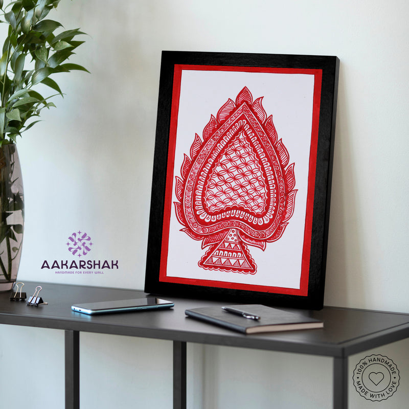 vibrant handmade paan leaf painting-depicting indian folk traditions