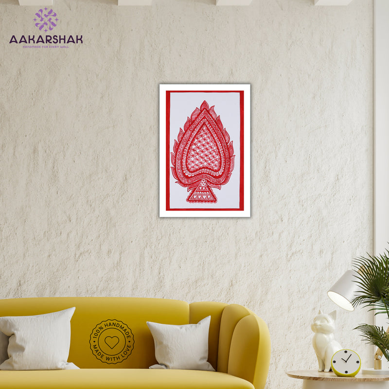 vibrant handmade paan leaf painting-depicting indian folk traditions