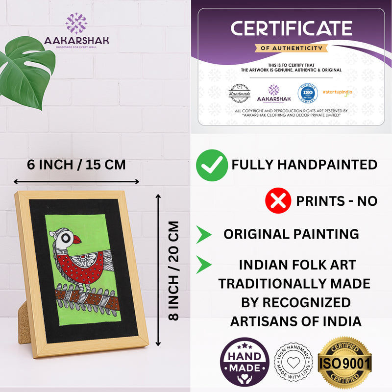 handmade iso certified madhubani-peacock painting