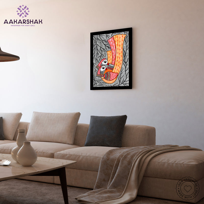 vibrant handmade peacock painting-depicting indian folk traditions