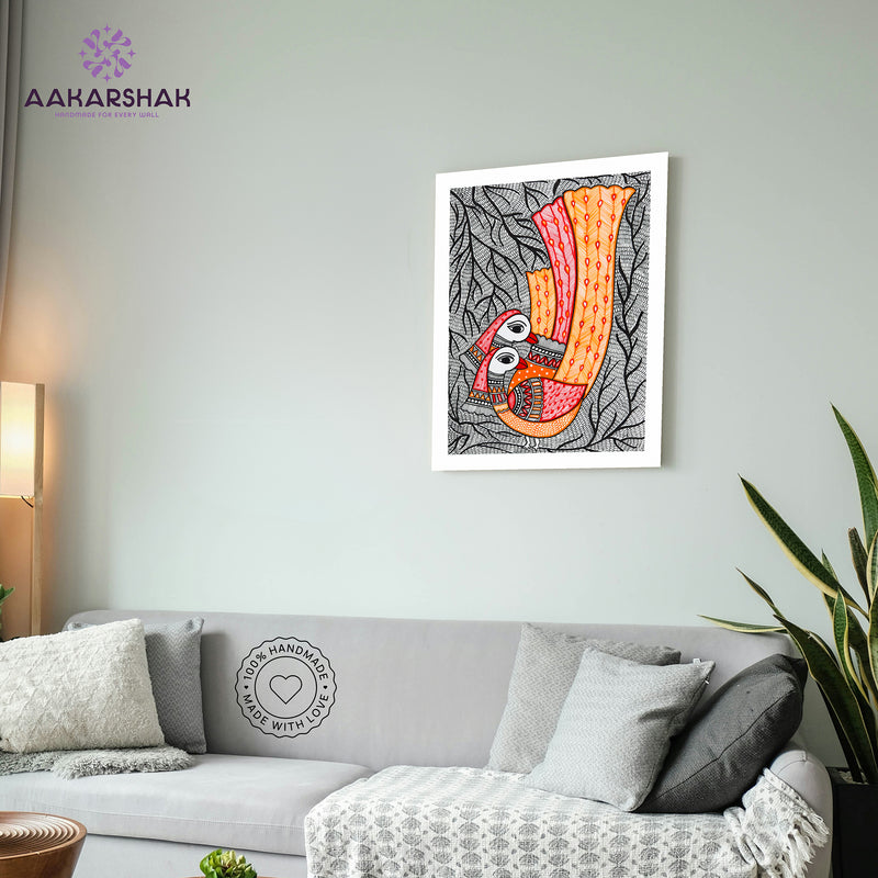 vibrant handmade peacock painting-depicting indian folk traditions