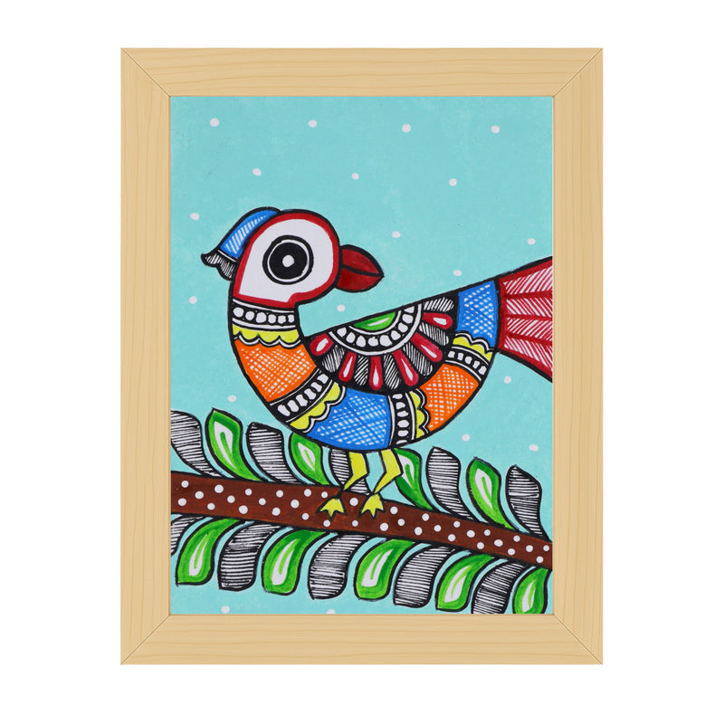 handmade madhubani painting peacock-in vibrant traditional folk art style