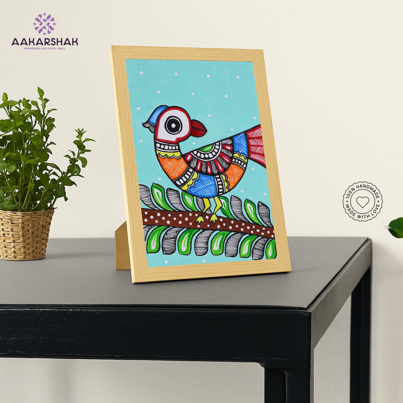 vibrant handmade madhubani painting-depicting indian folk traditions
