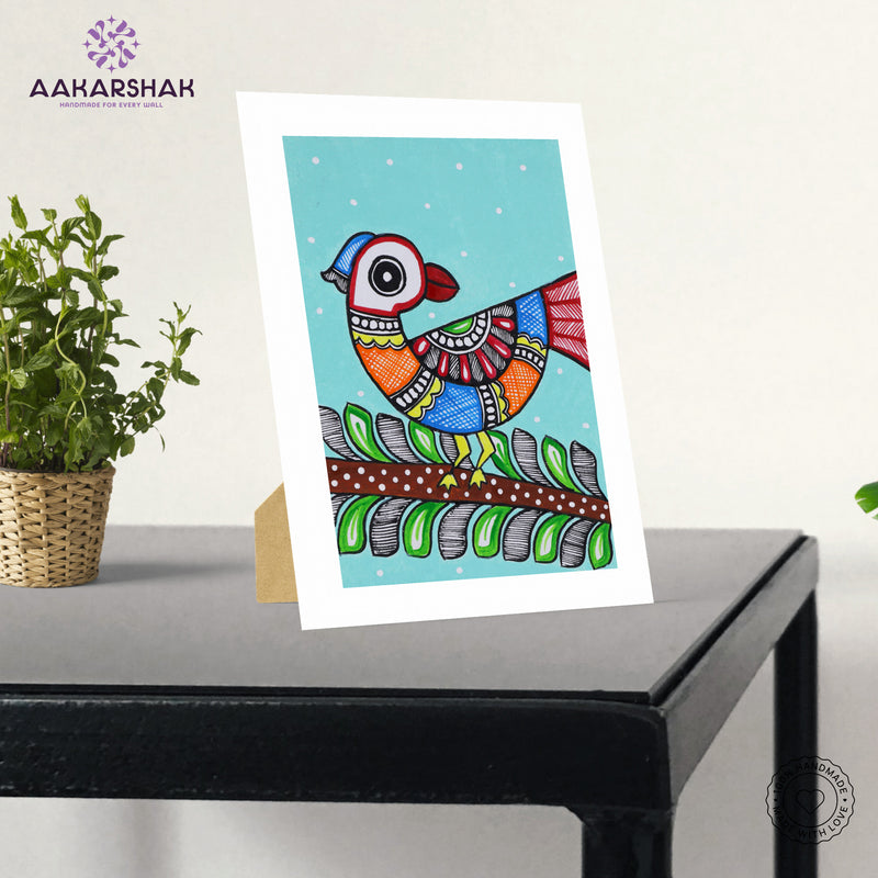 vibrant handmade madhubani painting-depicting indian folk traditions