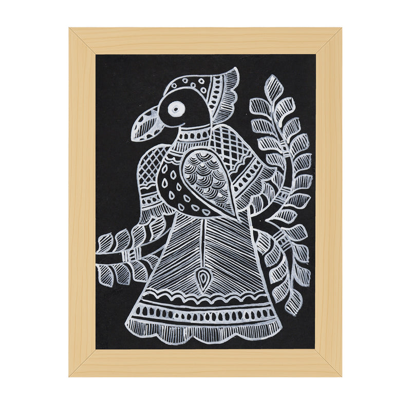 handmade madhubani painting peacock-in vibrant traditional folk art style