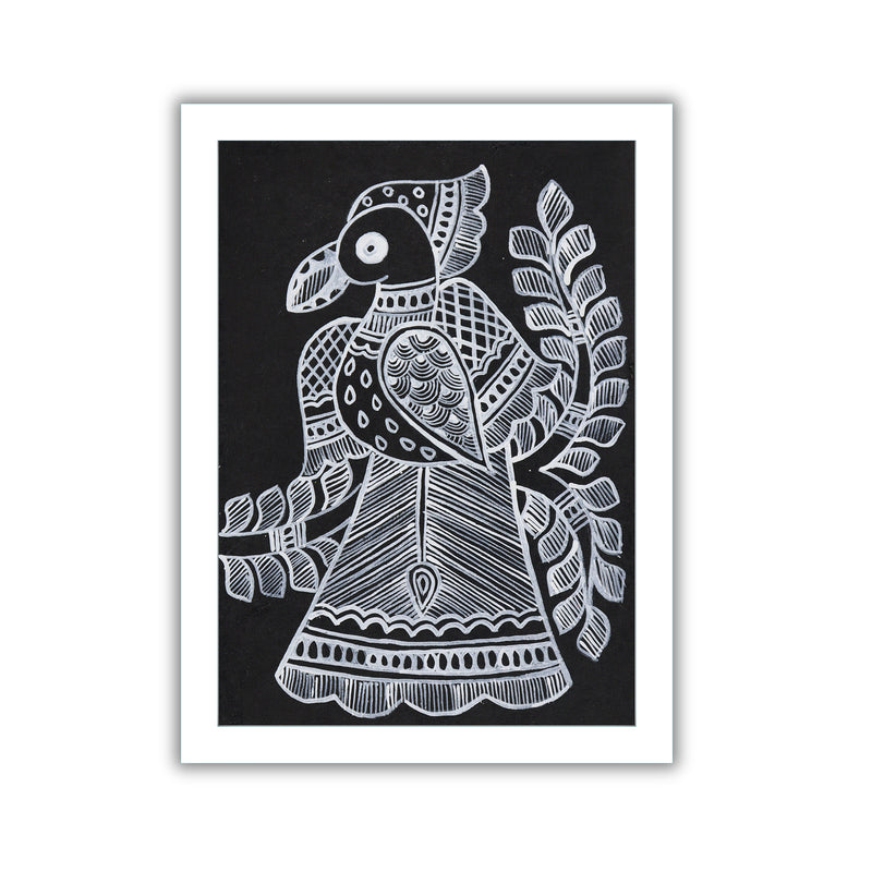 handmade madhubani painting peacock-in vibrant traditional folk art style