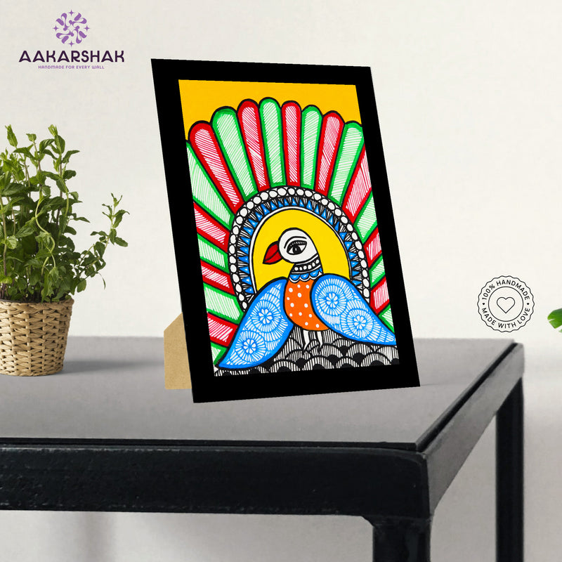 vibrant handmade madhubani painting-depicting indian folk traditions