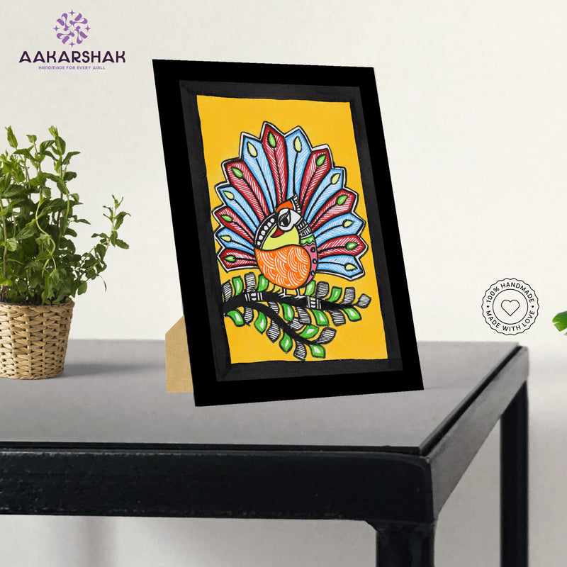 vibrant handmade madhubani painting-depicting indian folk traditions
