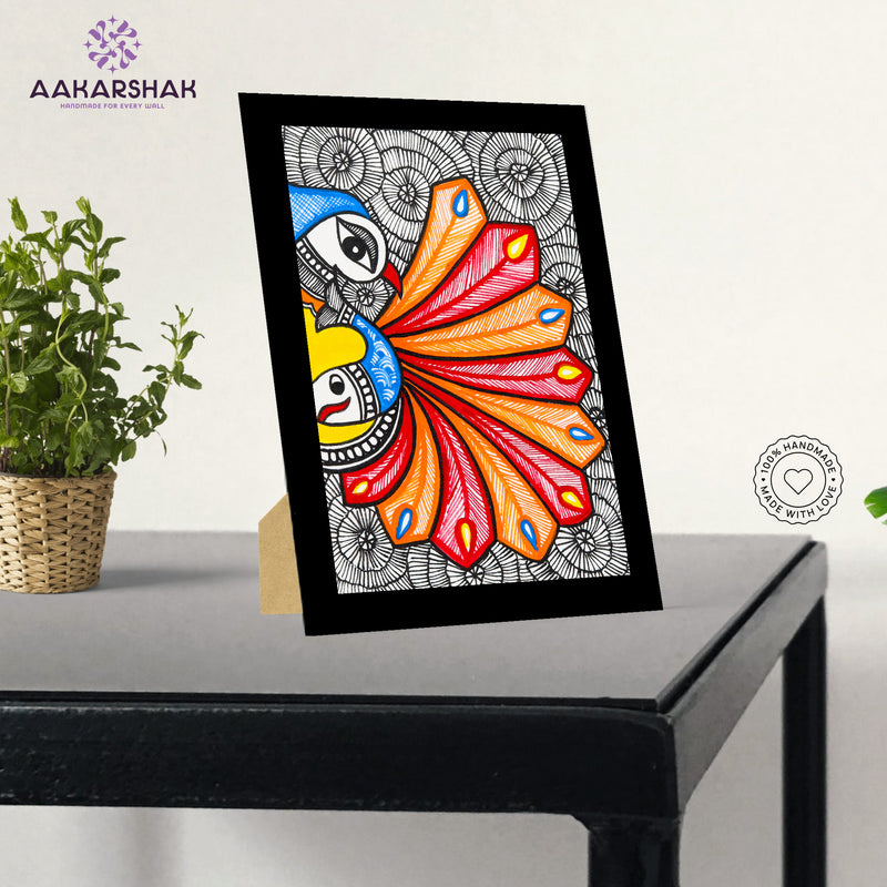 vibrant handmade madhubani painting-depicting indian folk traditions
