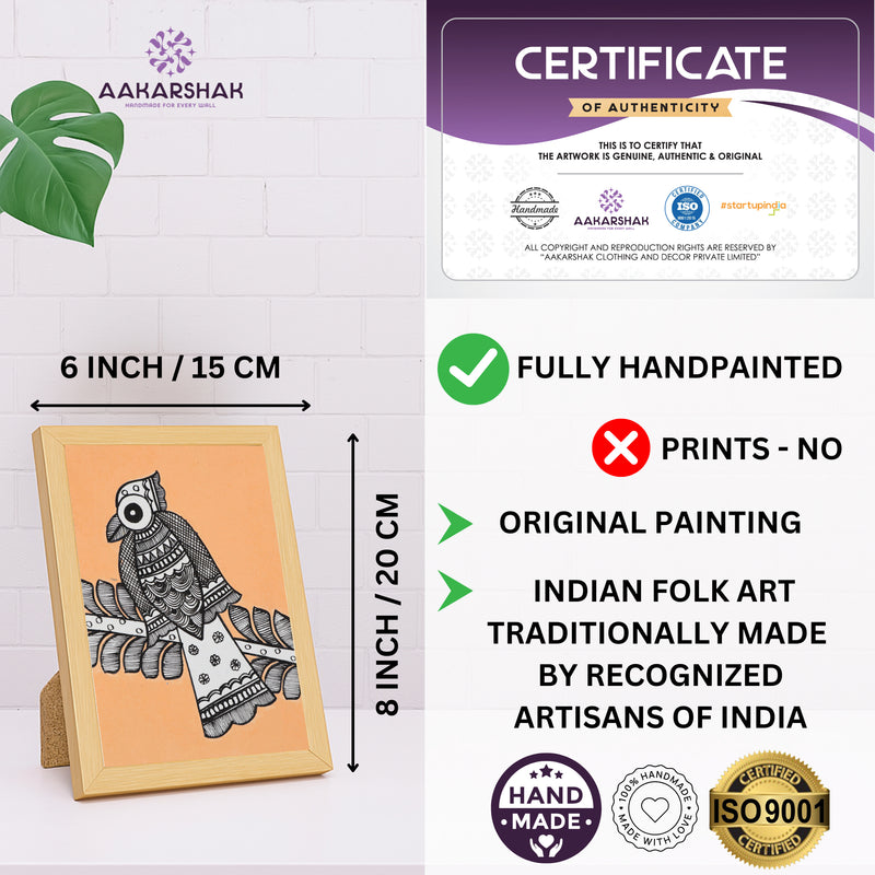 handmade iso certified madhubani-peacock painting