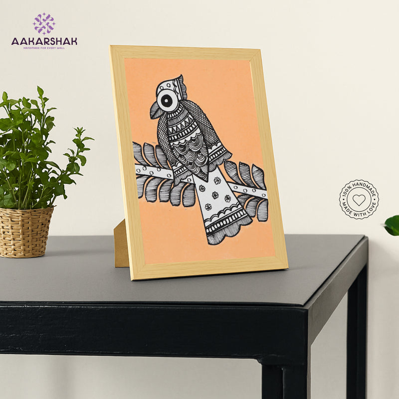 vibrant handmade madhubani painting-depicting indian folk traditions