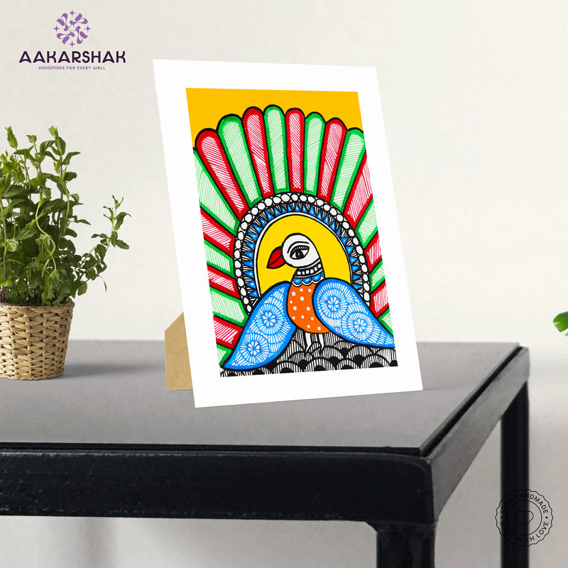 vibrant handmade madhubani painting-depicting indian folk traditions