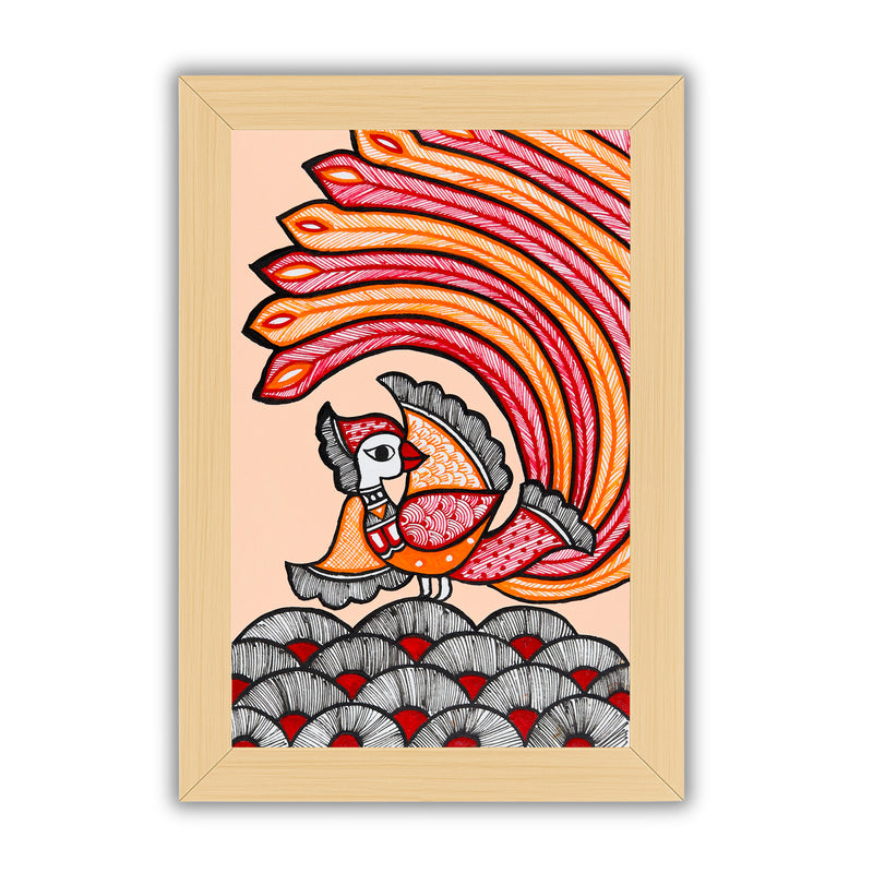 Handmade Peacock Madhubani Painting Wall Decor 8x12