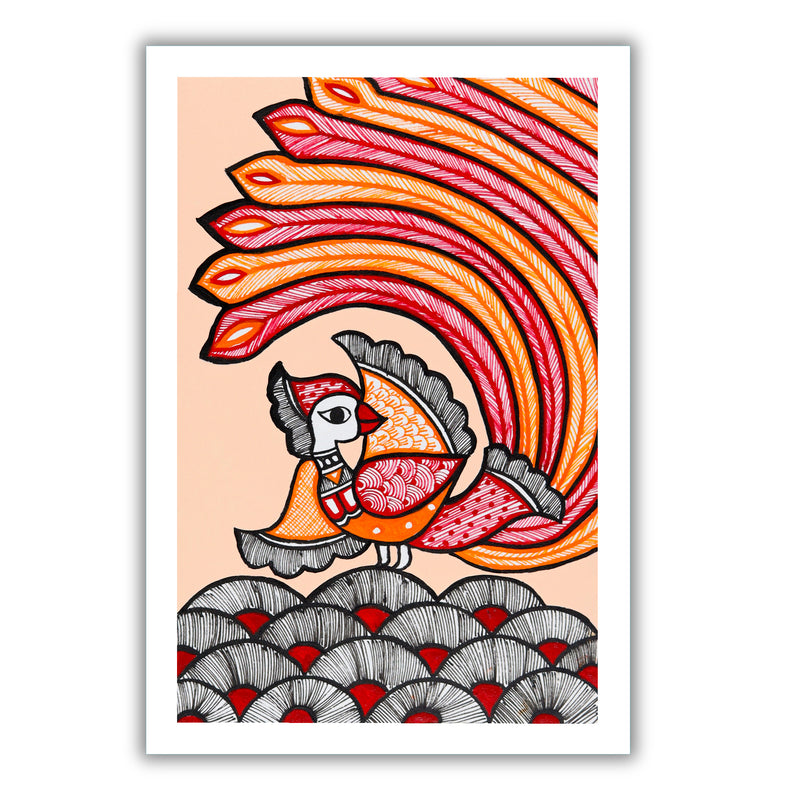 Handmade Peacock Madhubani Painting Wall Decor 8x12