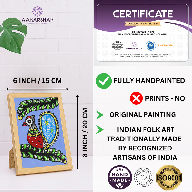 handmade iso certified madhubani-peacock painting