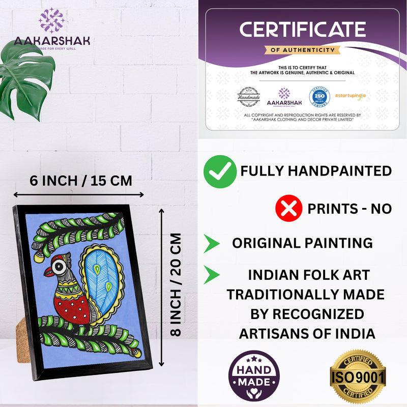 handmade iso certified madhubani-peacock painting