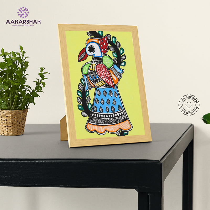 vibrant handmade madhubani painting-depicting indian folk traditions