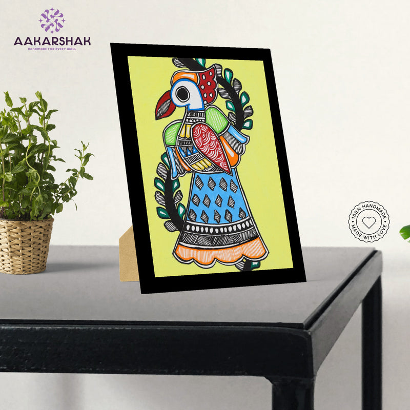 vibrant handmade madhubani painting-depicting indian folk traditions