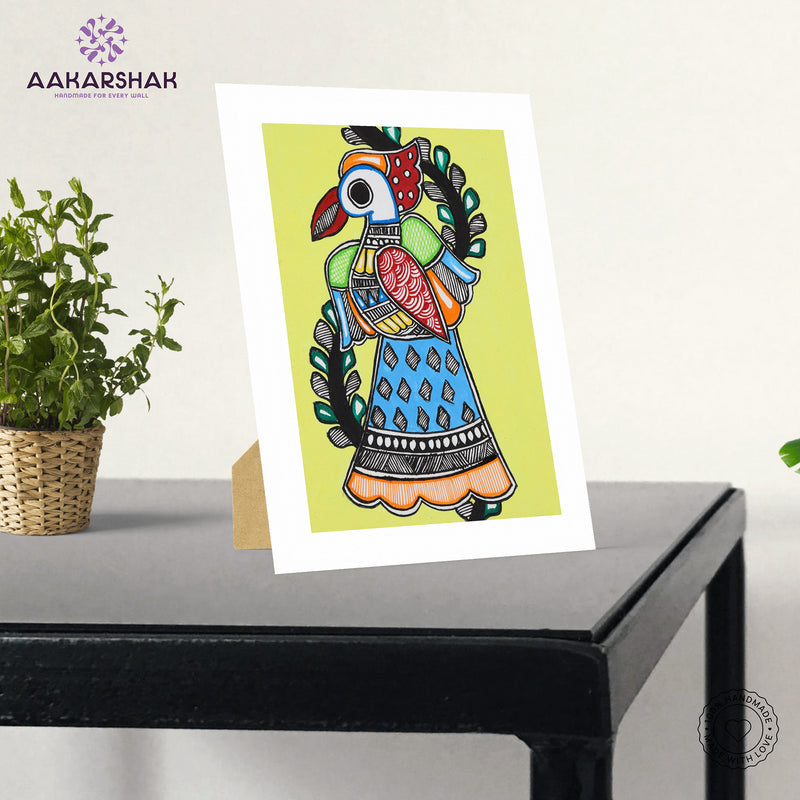 vibrant handmade madhubani painting-depicting indian folk traditions